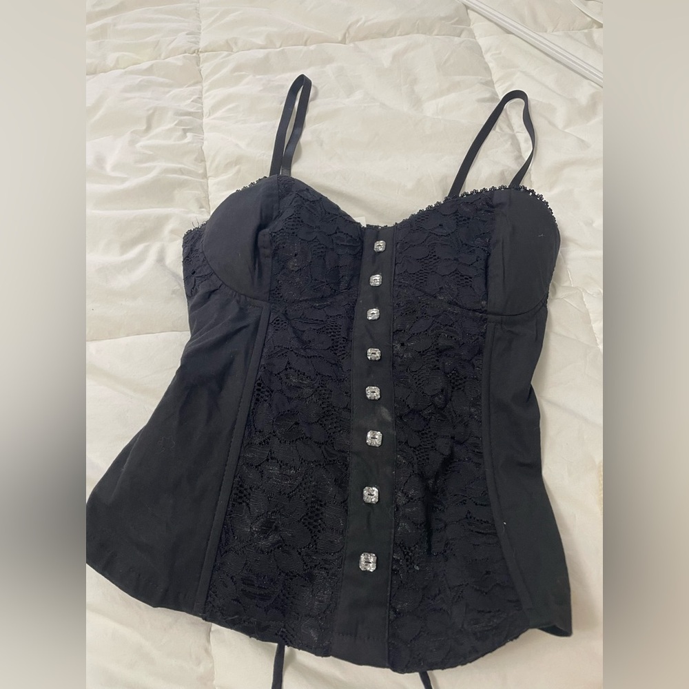 Black tie up tank
